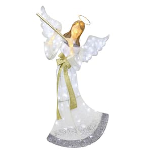 70 in. Outdoor Lighted Angel with 175 Lights, Champagne/Gold