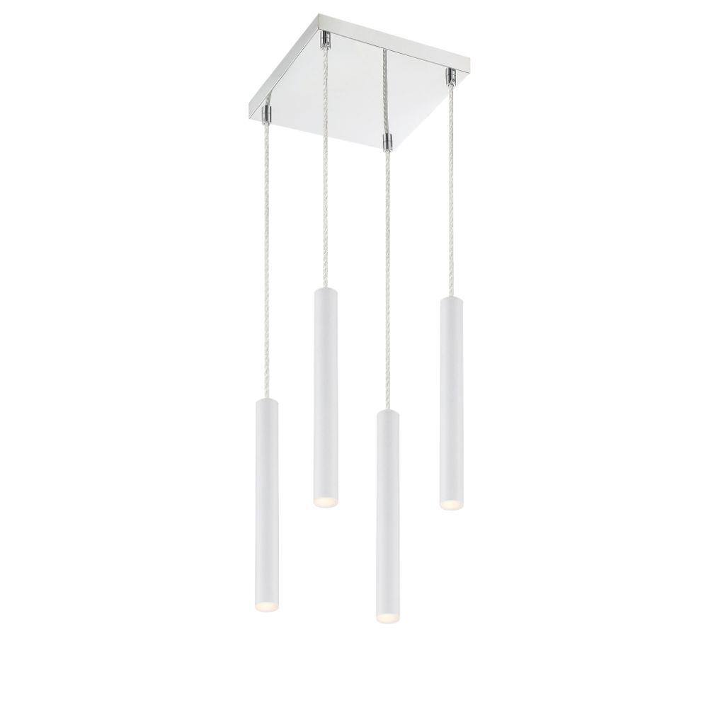 Forest 5 W 4 Light Chrome Integrated LED Shaded Chandelier with Matte White