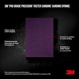 Pro Grade Precision 2.5 in. x 4.5 in. x 1 in. 80 Grit Faster Sanding Block Sponge (3-Pack)