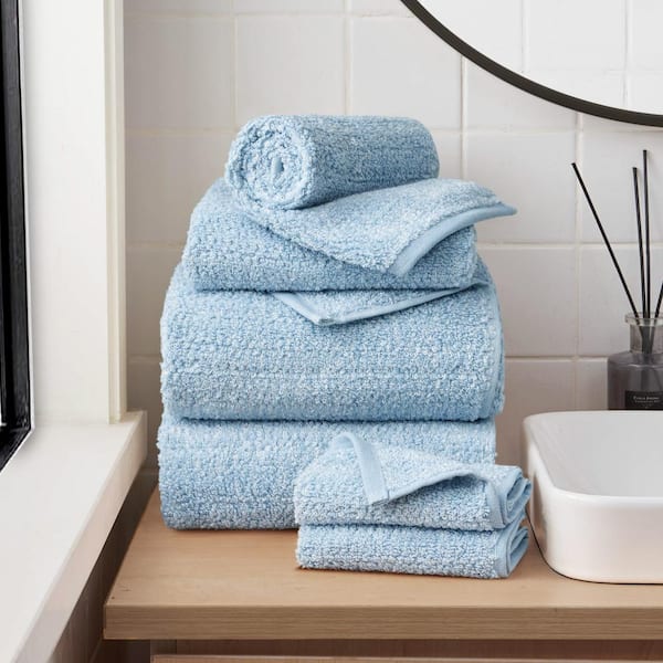 Luxurious Plush 6-Piece Blue Stone 100% Cotton Bath Towel Set