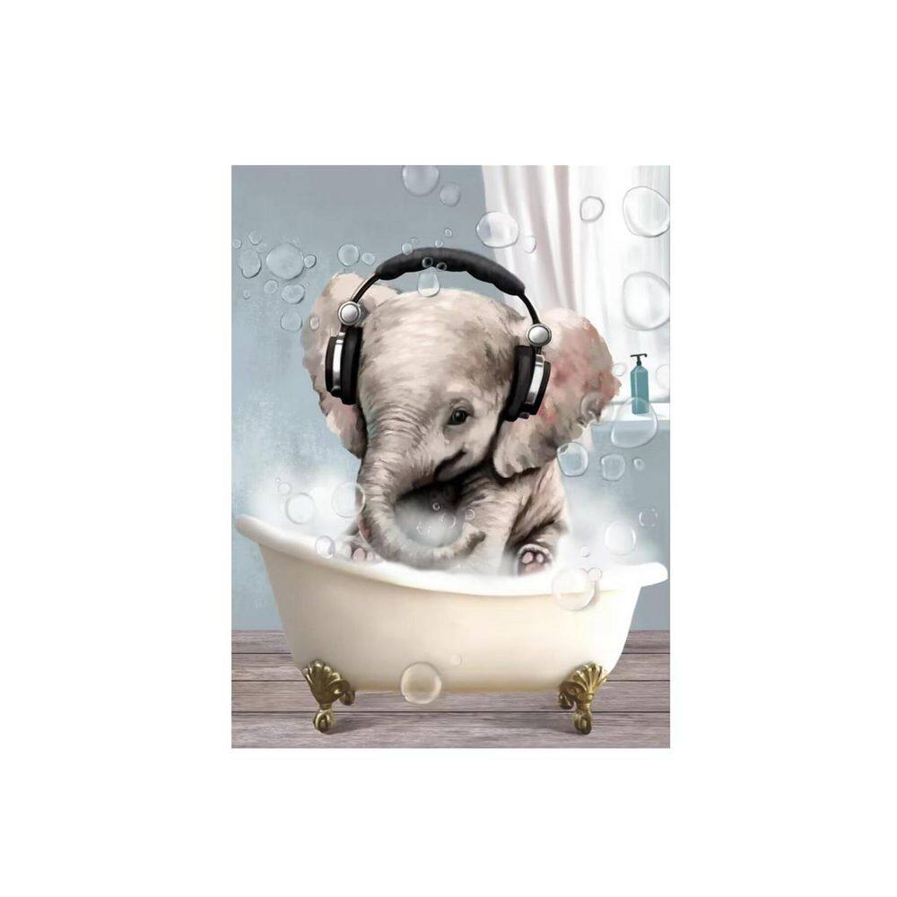 Cool Elephant in Bathtub Unframed Canvas Art Print 36 in. x 24 in ...