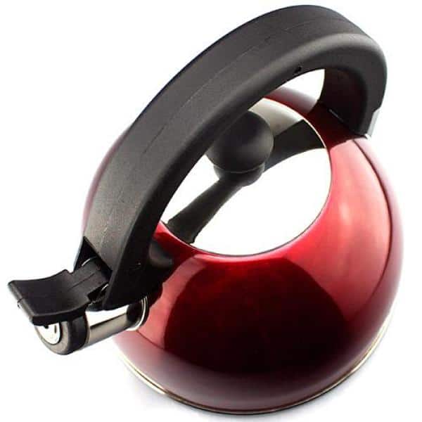 Sabal 2.1 Qt Red Stainless Steel Whistling Tea Kettle