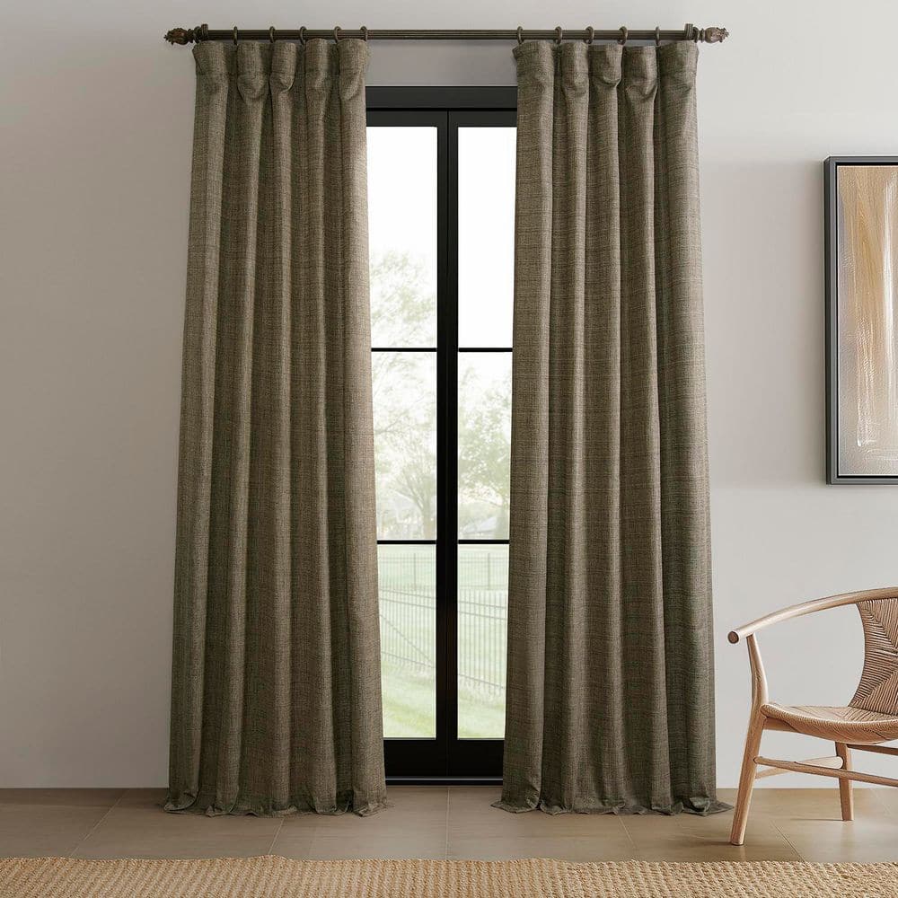 Dark Grey Black Raw Linen Weave 50 in. W x 84 in. L Rod Pocket Light Filtering Curtain Pair (Set of 2) price history on PriceWatchPro