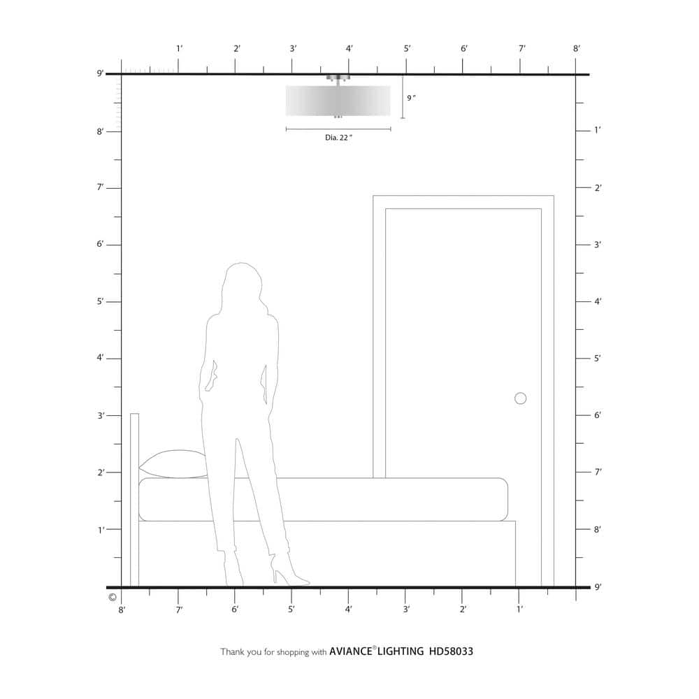 Brushed Nickel 22" Drum Semi-Flush Mount with Off-White Shade