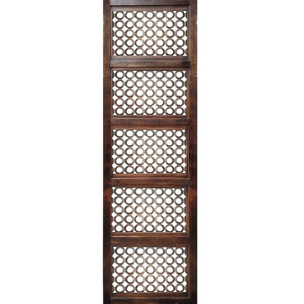 THE URBAN PORT 20 in. x 1 in. x 72 in. Brown Decorative Mango Wood Wall Panel with See Through Circular Pattern