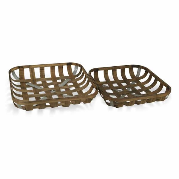 HomeRoots Amelia 17.5 in. W x 2.75 in. H x 17.5 in. D Square Brown Fir Specialty Tool (Set of 2)