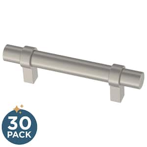 Simple Wrapped Bar 3 in. (76 mm) Classic Cabinet Drawer Pulls in Stainless Steel (30-Pack)
