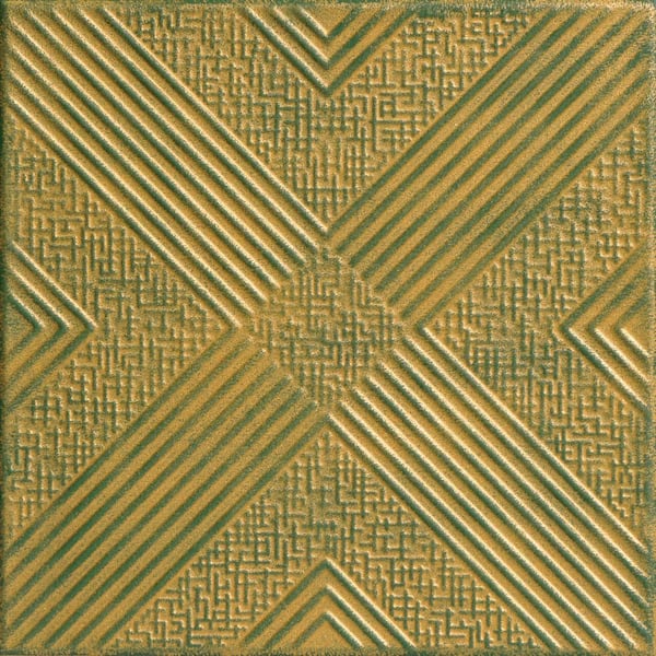 A La Maison Ceilings Hidden Treasure Green Gold 1.6 ft. x 1.6 ft. Decorative Foam Glue Up Ceiling Tile (21.6 sq. ft./case)