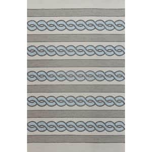 Charlie 5 X 7 ft. Ivory/Spa Abstract Indoor/Outdoor Area Rug