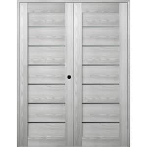 Vona- 07-02 72 in. x 80 in. Left Hand Active 6-Lite Frosted Glass Ribeira Ash Wood Composite Double Prehung French Door