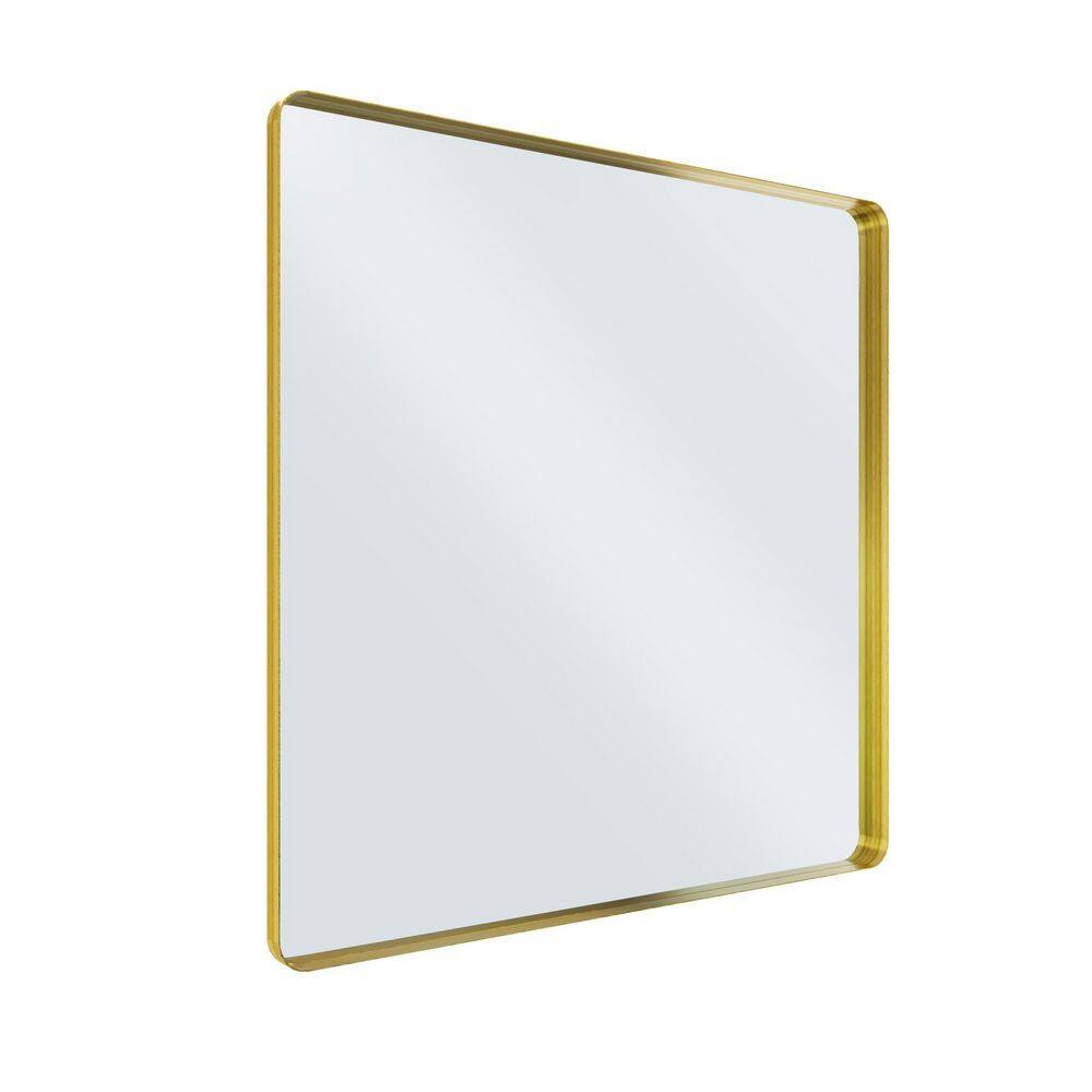 36 in. W x 36 in. H Rounded Rectangle Framed Wall Bathroom Vanity Mirror in Brushed Gold price history on PriceWatchPro