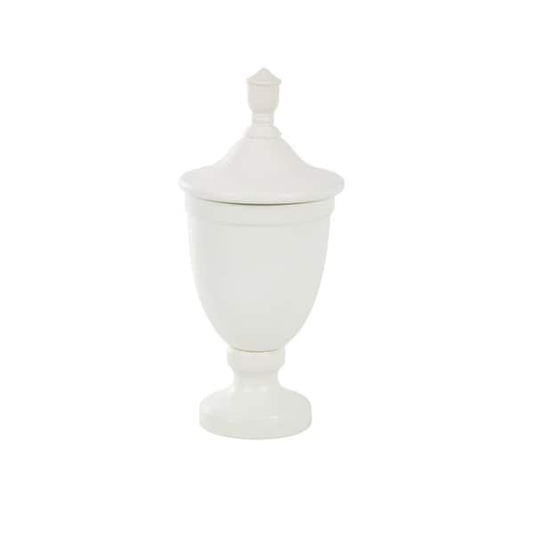 Litton Lane White Ceramic Fluted Urn Shaped Decorative Jars with Lid