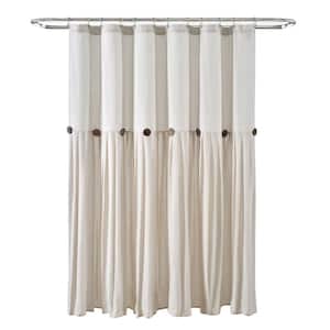 72 in. x 72 in. Linen Button Shower Curtain Off White Single