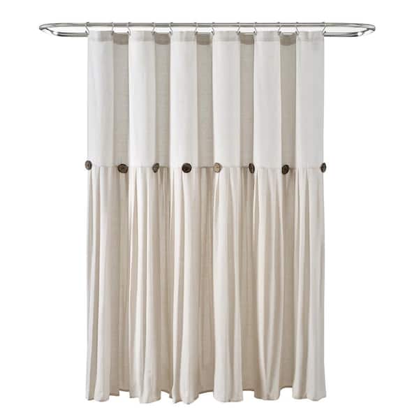 Lush Decor 72 in. x 72 in. Linen Button Shower Curtain Off White Single