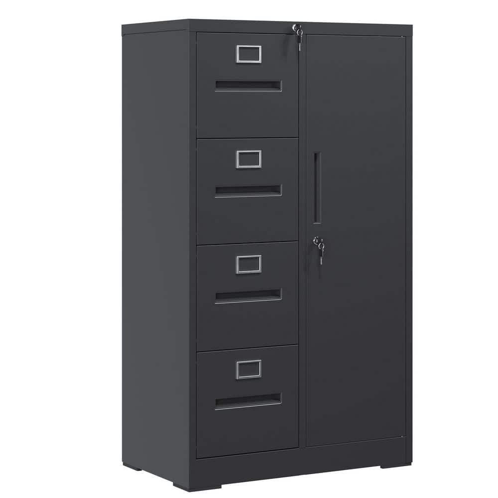 Modern 4-Drawer Black Metal 30 in. W Vertical File Cabinet with Locks and 1-Door price history on PriceWatchPro