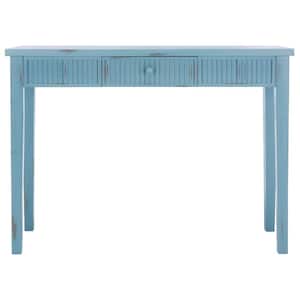 Beale 43.3 in. Blue Rectangle Wood Console Table with Drawer
