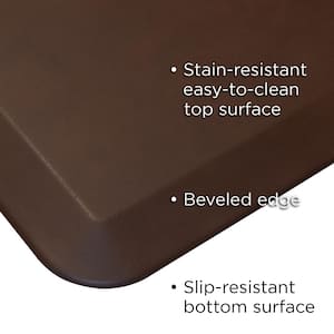 NewLife Designer Leather Grain Truffle 20 in. x 32 in. Anti-Fatigue Comfort Kitchen Mat