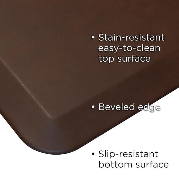 NewLife Designer Leather Grain Truffle 20 in. x 32 in. Anti-Fatigue Comfort Kitchen Mat