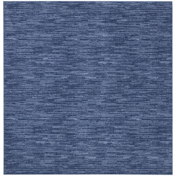 Blue 7 ft. x 7 ft. Woven Polypropylene Rectangle Indoor/Outdoor Area Rug