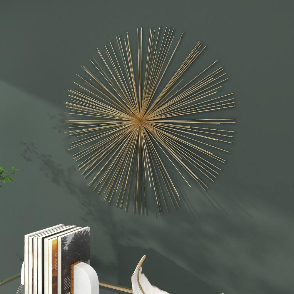 Gold Metal Starburst 3D Wall Sculpture for Modern Homes