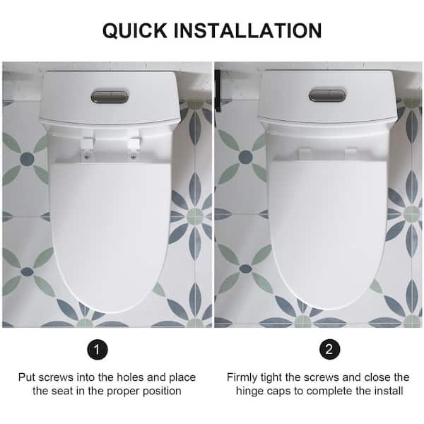 1.1/1.6 GPF Dual Flush Elongated 1-Piece Toilet in Glossy White with Comfort Chair Seat ADA Height