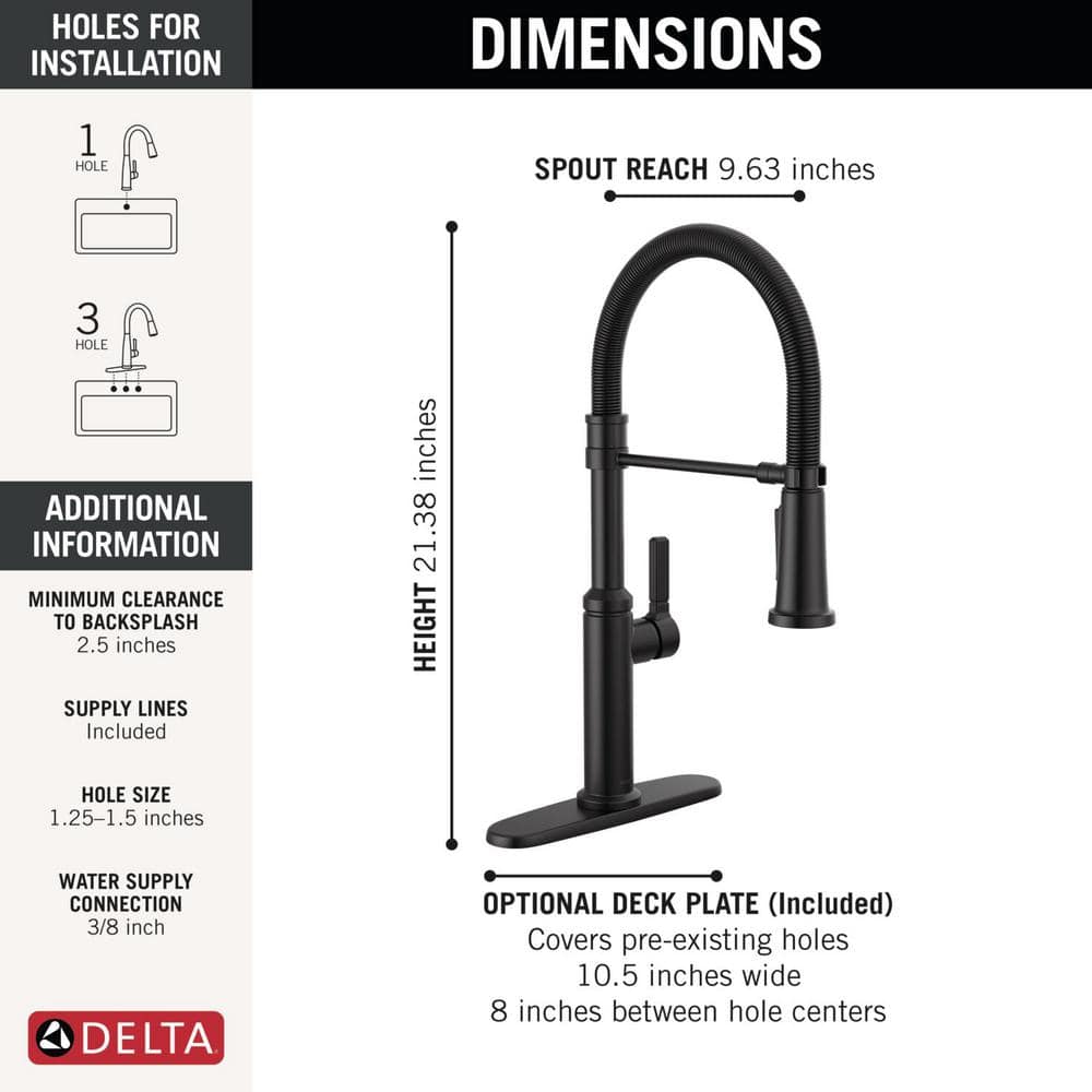 Matte Black Commercial Style Kitchen Faucet with Pull Down Sprayer