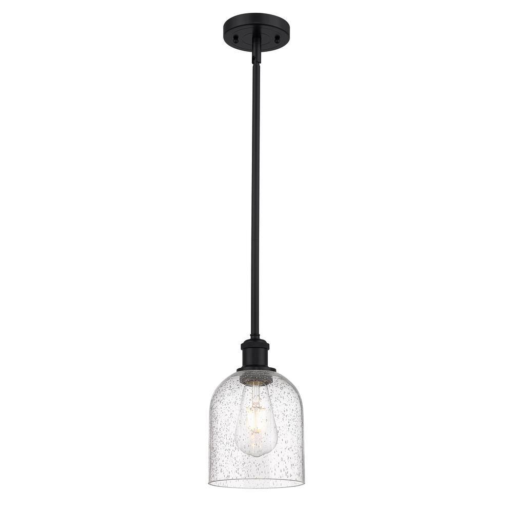 Bella 100-Watt 1-Light Matte Black Standard Mini Pendant Light with Seeded Glass Shade, No Bulbs Included price history on PriceWatchPro