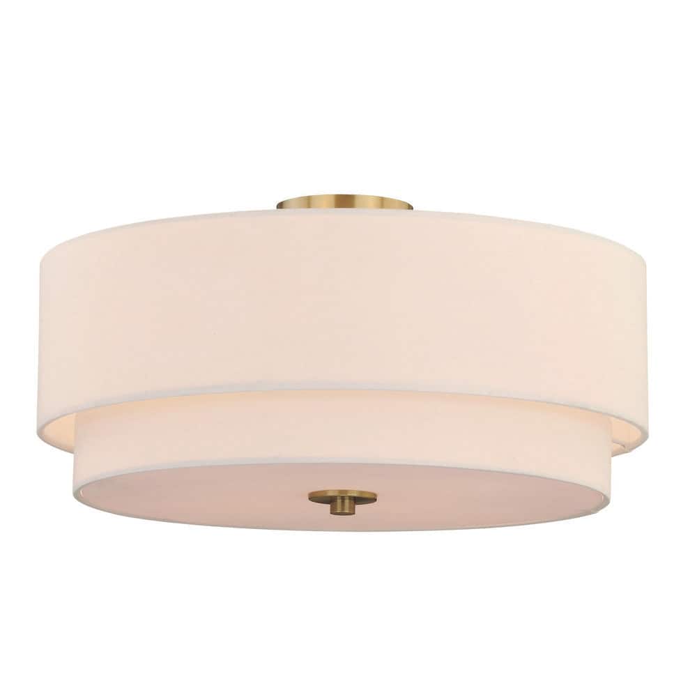 Burnaby 20.5" Matte Brass Drum Semi-Flush Mount Ceiling Light