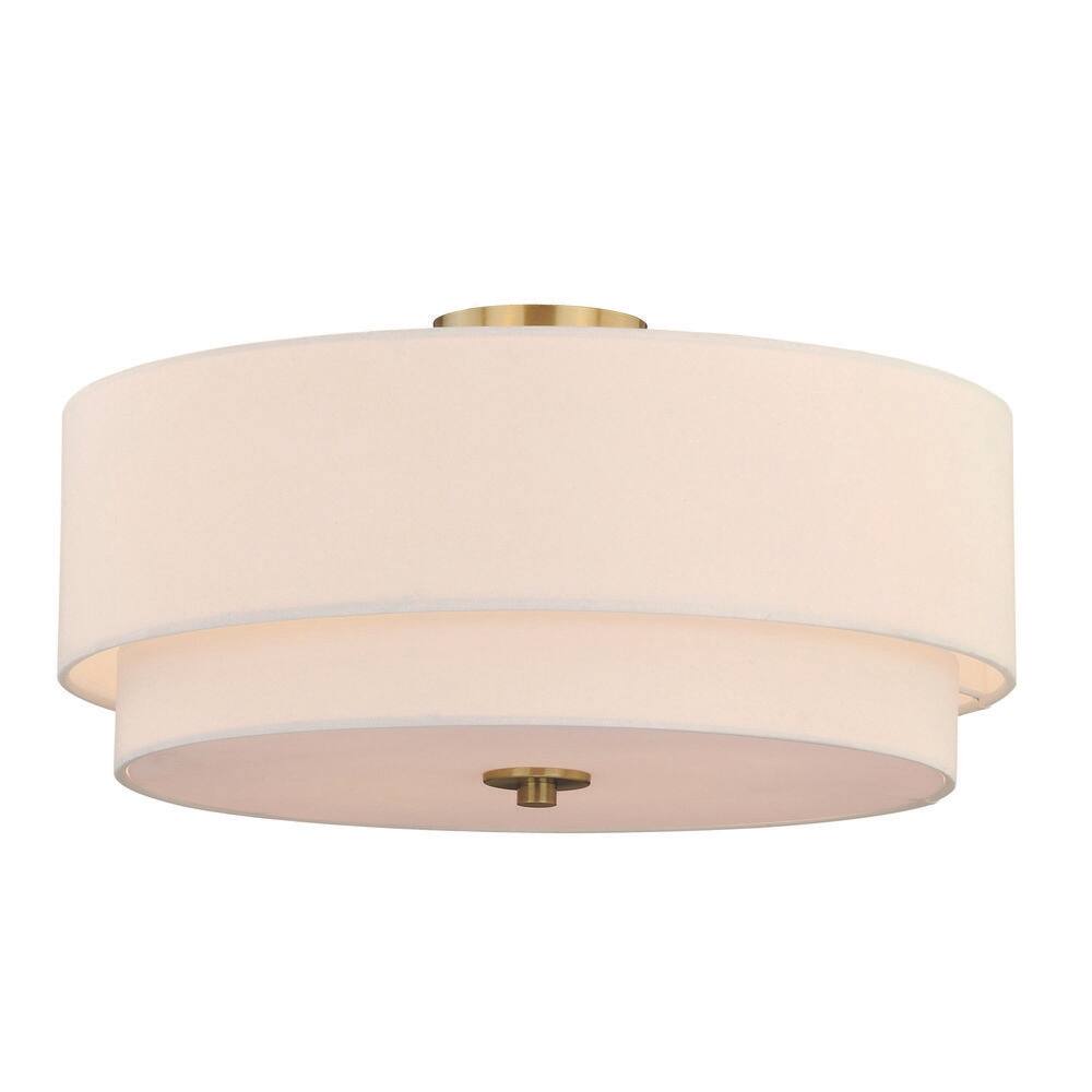 Burnaby 20.5" Matte Brass Drum Semi-Flush Mount Ceiling Light