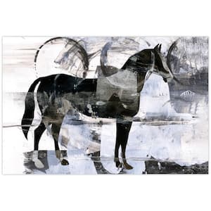 "Equestrian Essence II" Multi-color Horse Free Floating Reverse Unframed Printed Tempered Glass Wall Art 48 in. x 32 in.