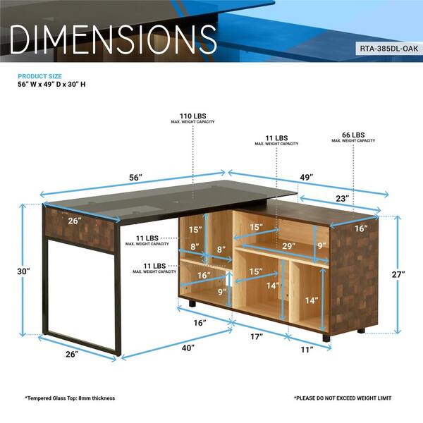 TECHNI MOBILI 59 in. W L-Shape Sand Home Office Two-Tone Desk with Storage  Computer Desk RTA-739DL-SND - The Home Depot