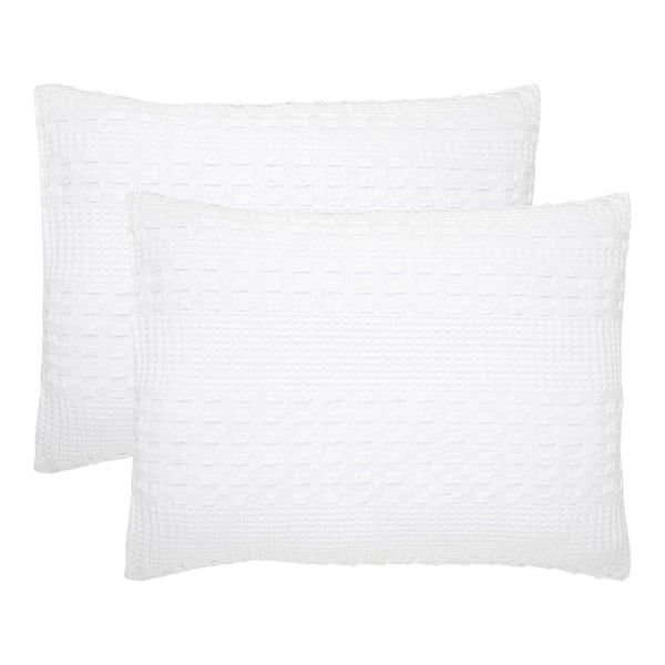 Waffle Weave White Cotton Standard Sham (Set of 2)