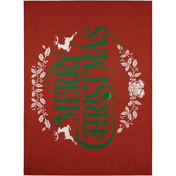 Cozy Winter Red 3 ft. x 5 ft. Indoor/Outdoor Washable Area Rug