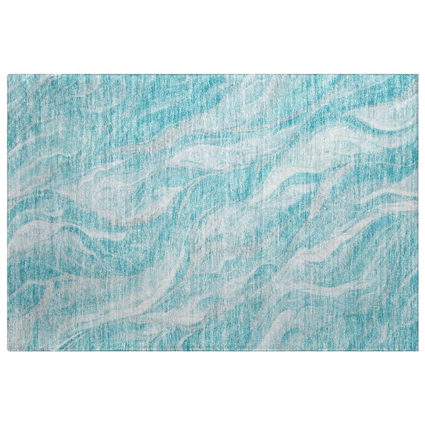 Dream Shag Premium Machine Washable Abstract ADS720 Teal 2 ft. x 3 ft. Accent Rug