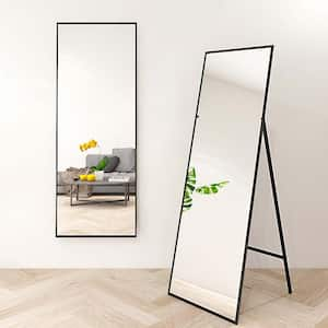 65 in. H x 22 in. W Black Full Length Mirror Standing with Aluminum Frame for Dressing, Living Room, Entryway or Dorm