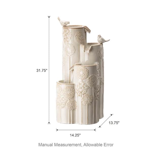 Glitzhome 31.75 in. H 4-Tier Sand Beige Dandelion Texture