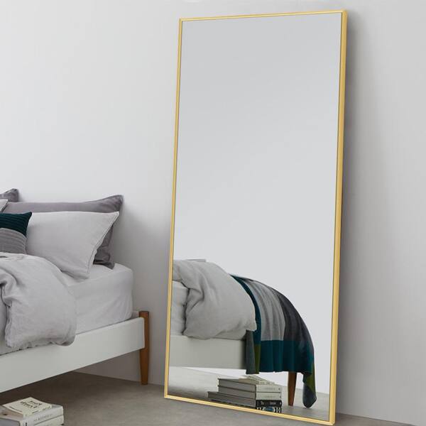 Elevens Bowen 71 In X 31 5 Modern Rectangle Metal Framed Gold Full Length Mirror Leaning Floor 18080 The Home Depot Floor Mirror Bowen Gold 18080, Gold Full Length Mirror Home Depot