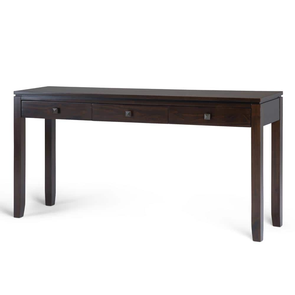 Mahogany Brown Solid Wood Console Table with Storage