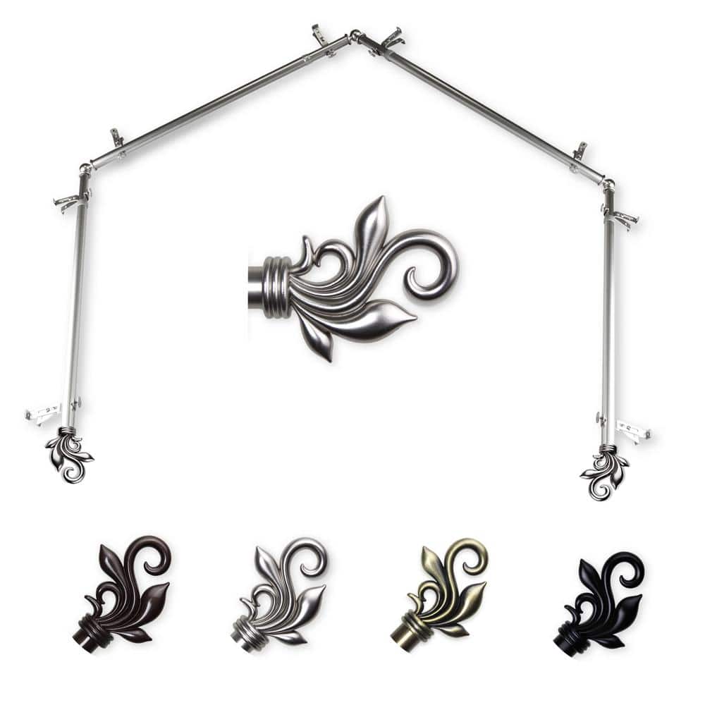 "13/16"" Dia Adjustable 4-Sided Bay Window Curtain Rod 28 to 48"" (each side) with Andrea Finials in Satin Nickel" price history on PriceWatchPro