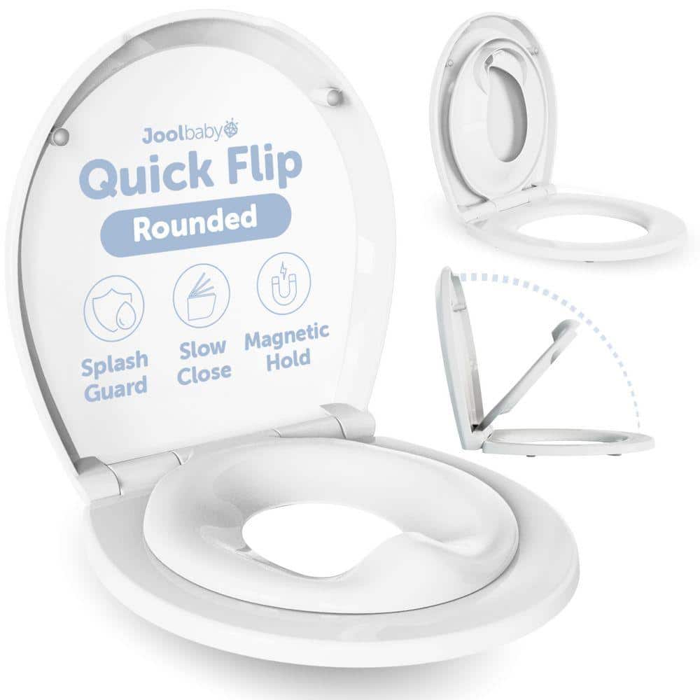 quick flip round toilet seat with built-in potty & splash guard for toddler training  slow close - jool baby