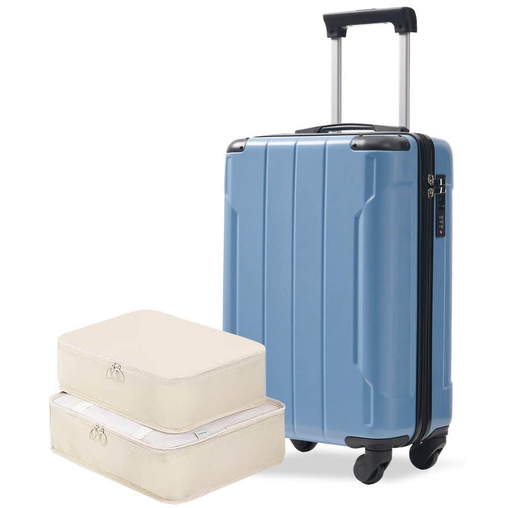 LIVACA 2-Piece Blue-Gray Lightweight ABS Plastic Hardshell Carry
