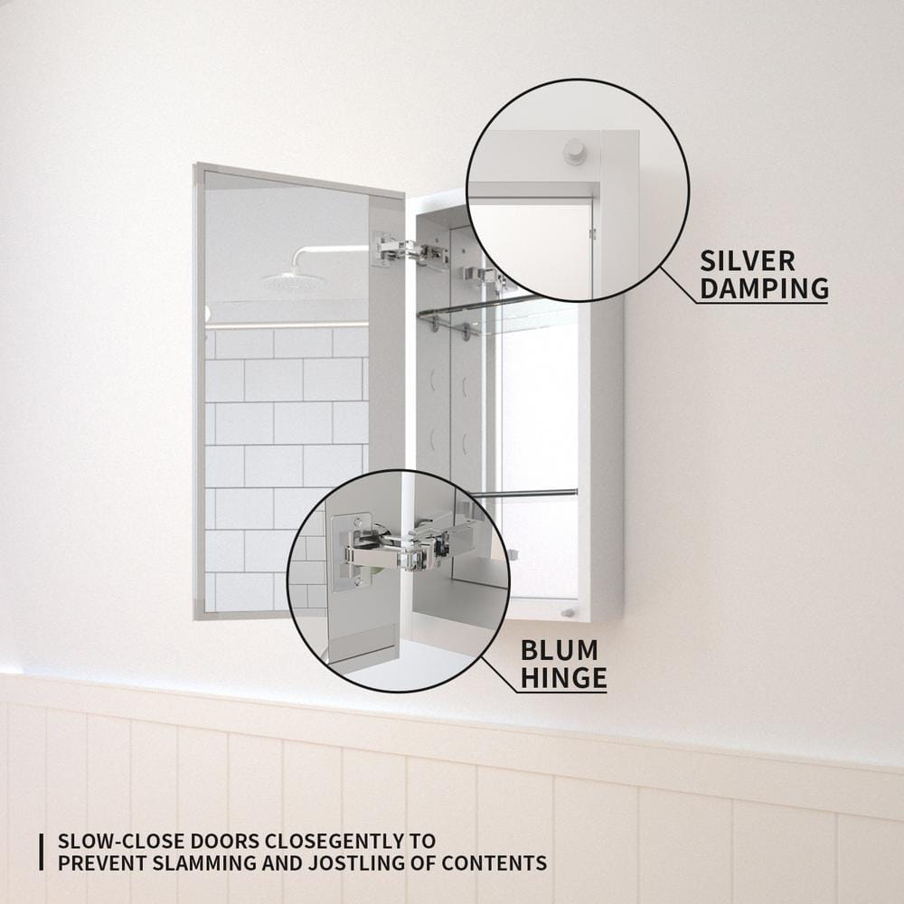 Taimei 24'' H Satin Aluminum Medicine Cabinet with Frameless Mirror