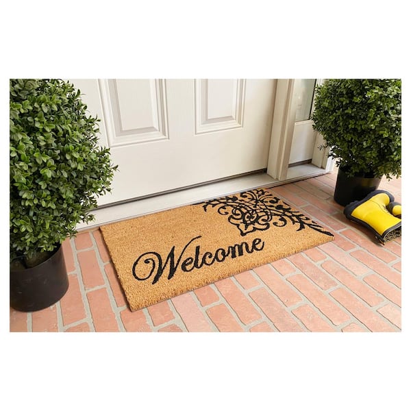 Scroll Welcome 24 in. x 36 in. Door Mat