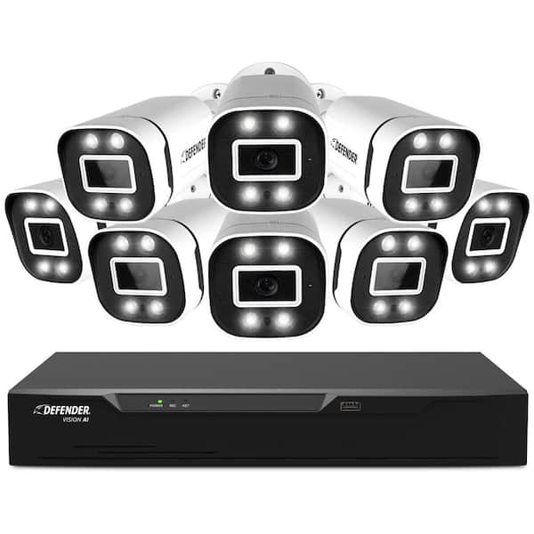 Defender 4K Vision AI Smart Artificial Intelligence 1TB DVR Security System with 8 Deterrence Cameras, Human & Vehicle Detection