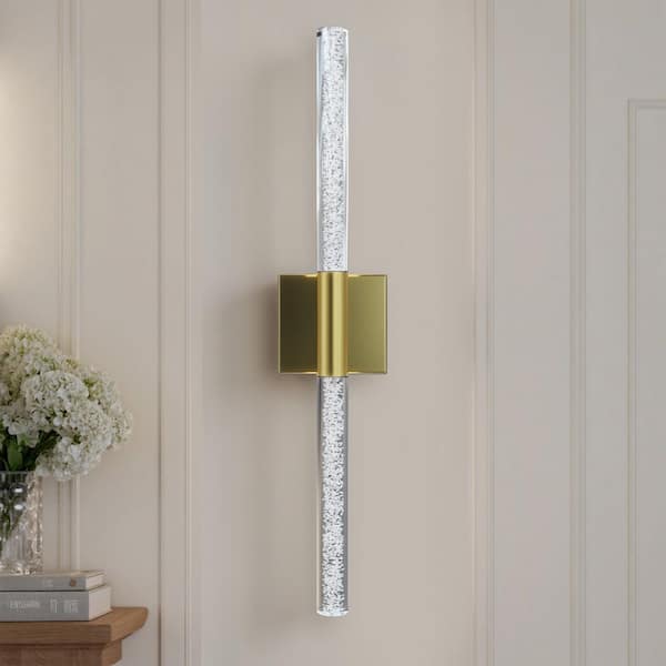 24 in. Gold Modern Integrated LED Outdoor Metal Exterior Garage Front Porch Wall Lights Sconces Lighting Fixtures