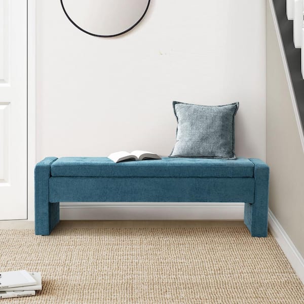 ARTFUL LIVING DESIGN Irene Teal in. Depot LYSN22132-TEAL Tufted Bench The with Wide 55.1 Home Design - Storage