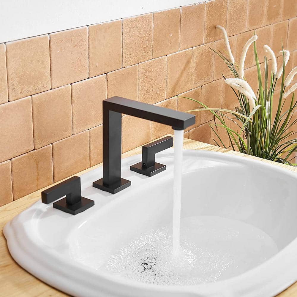Matte Black Brass 2-Handle Widespread Bathroom Faucet