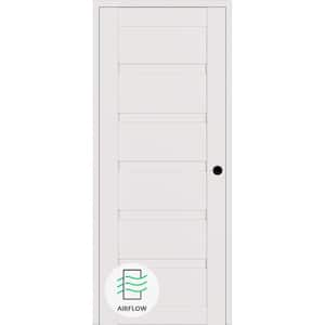 Louver DIY-Friendly 36 in. x 84 in. Left-Hand Snow-White Wood Composite Single Swing Interior Door