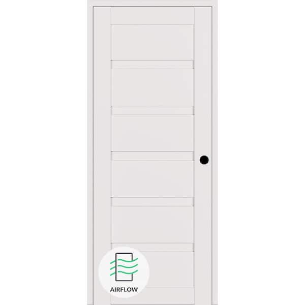 Louver DIY-Friendly 30 in. x 80 in. Left-Hand Snow-White Wood Composite Single Swing Interior Door