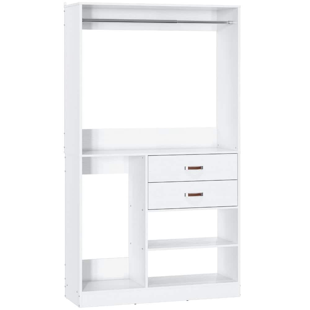 40 in. W White Walk-In Tower 5-Shelf Wood Closet System with 2 Enclosed Drawers 1 Long Hanging Rods price history on PriceWatchPro